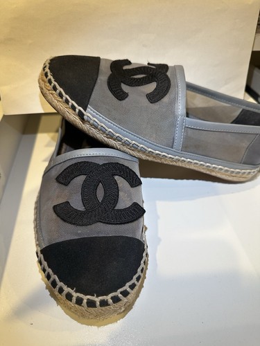 Chanel black grey mesh leather - chanel,