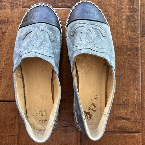 Chanel black grey suede - chanel,
